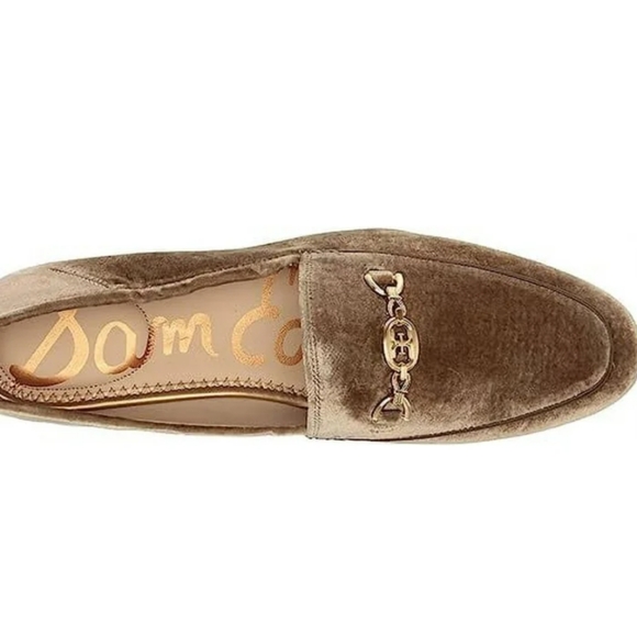 Sam Edelman New Loraine Mushroom Velvet Loafers with Gold Chain NIB 7 - Picture 3 of 4